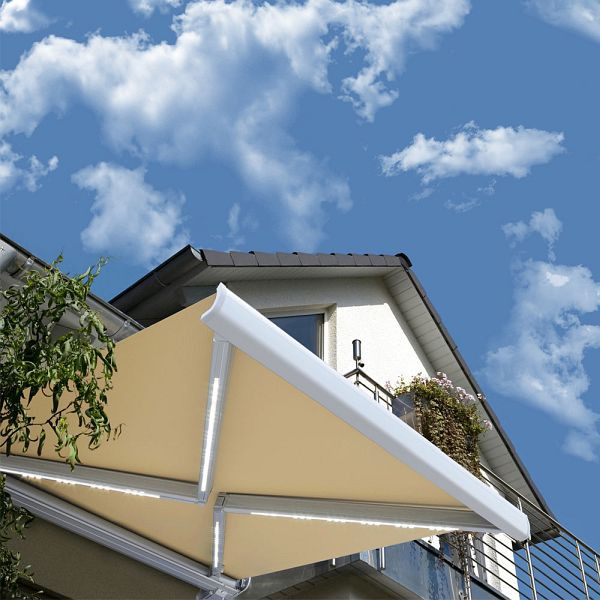 HOME DELUXE LED Vollkassettenmarkise ELOS - 350 x 250 cm Sandfarben, 22425