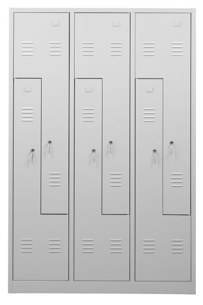 Gürkan Garderobenschrank, 50 x 120 x 180 cm, Lichtgrau, EU Zylinderschloss, Z Form Türen, WRZ/6.18120, 106583
