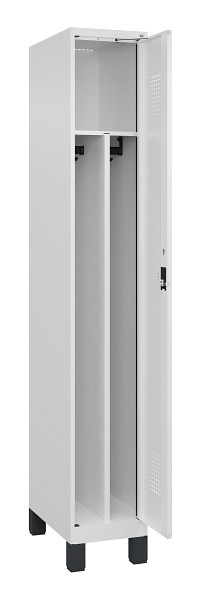C+P Spind Evolo PLUS, mit Füßen, 1 Abteil, 1950x300x500mm, 9016/9016, Verschluss Zylinderschloss, 049010-10F S10047
