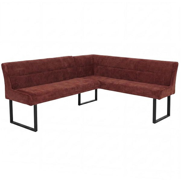 Mendler Eckbank HWC-O81, Esszimmerbank Bank, Öko-Tex (310g/m²) Chenille Stoff/Textil Metall 210x159cm, rot, 153513