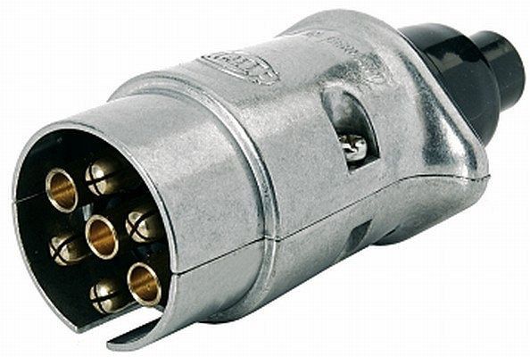 HELLA Stecker, 12V, 7-polig, Schraubanschluss, Länge: 98mm, Aluminium, silber, DIN/ISO: 1724 N-Typ, 8JA 001 918-021