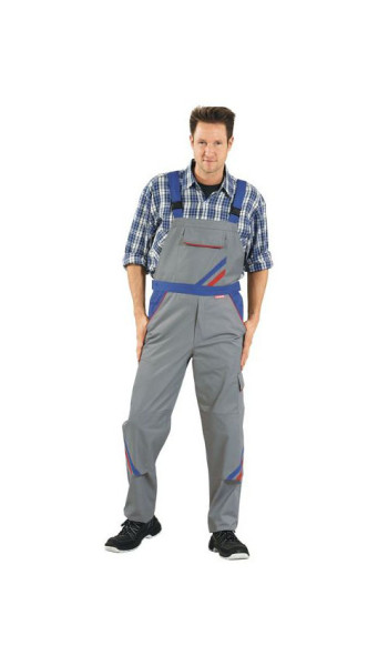 Planam Highline Latzhose, zink/kornblumenblau/rot, Größe 52, 2333052