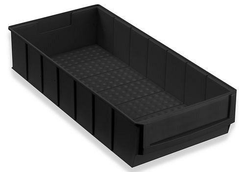 DENIOS pro-line ESD-Regalkasten pro-line C2-B, PP, 185 x 400 x 81 mm, schwarz, VE: 24 Stück, 265171