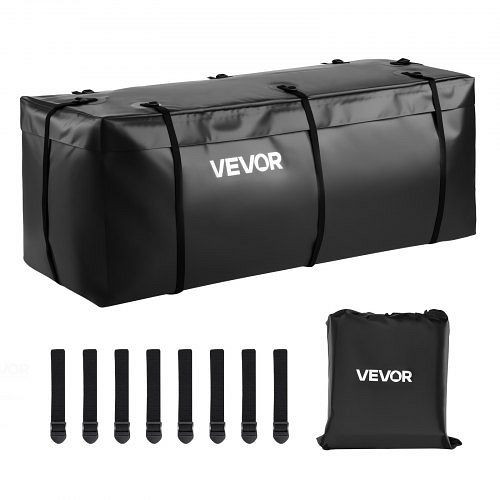 VEVOR Gepäckträgertasche für Anhängerkupplung, wasserdichtes 840D-PVC, 0,566 m³, 8 Gurte für PKW & SUVs, Schwarz, PKHB20CUFTGP4MDGW001V0