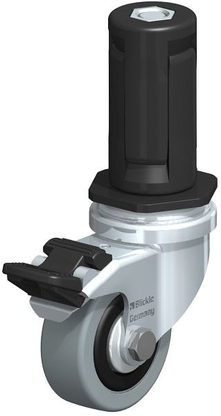 Blickle LRA-VPA 50G-FI-FA-ER04 Apparate-Lenkrolle mit Expander & Feststeller, Vollgummi, Grau, 847937