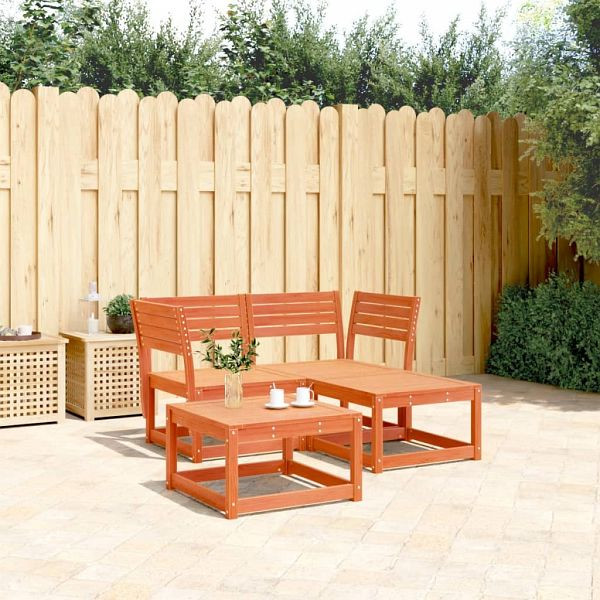 vidaXL 3-teilig Garten-Sofagarnitur Wachsbraun Massivholz Kiefer, 3216987