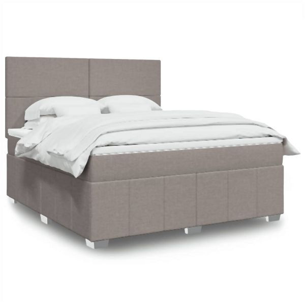 vidaXL Boxspringbett mit Matratze Taupe 180x200 cm Stoff, 3294044
