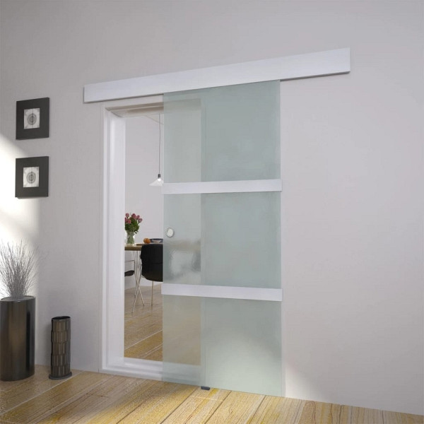 vidaXL Schiebetür Glas und Aluminium 178 cm Silbern, 60266