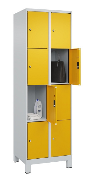 C+P Schließfachschrank Evolo PLUS, mit Füßen, 8 Fächer, 1950x600x500mm, 7035/10, Frontfarbe RAL 1004 Goldgelb, 049010-204 S10000