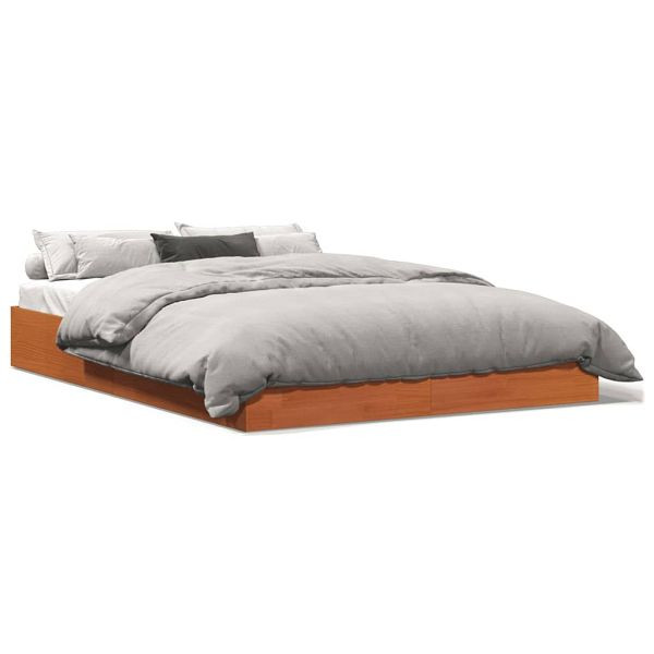 vidaXL Massivholzbett Wachsbraun 120x190 cm Kiefer, 844824