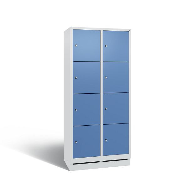 C+P Schließfachschrank Evolo, 8 Fächer, H1800xB810xT500 mm, Grau/Fernblau, 48020-224 S10282