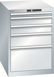 LISTA Schubladenschrank 27x36E (BxTxH) 564x725x800mm KEY Lock, 5 Schubladen, Farbe: Lichtgrau, 14.368.020