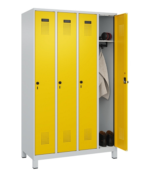 C+P Spind Evolo PLUS, mit Füßen, 4 Abteile, 1950x1200x500mm, 7035/1023, Verschluss Drehriegel, Ablageböden 4, 049010-40 S10001
