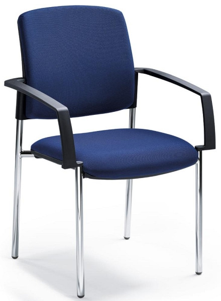 Deskin Besucherstuhl VALERA 4, Blau, 630 x 630 x 940 mm, Gestell: Verchromt, Sitz und Rücken mit Polster, VE: 2 Stück, 278993