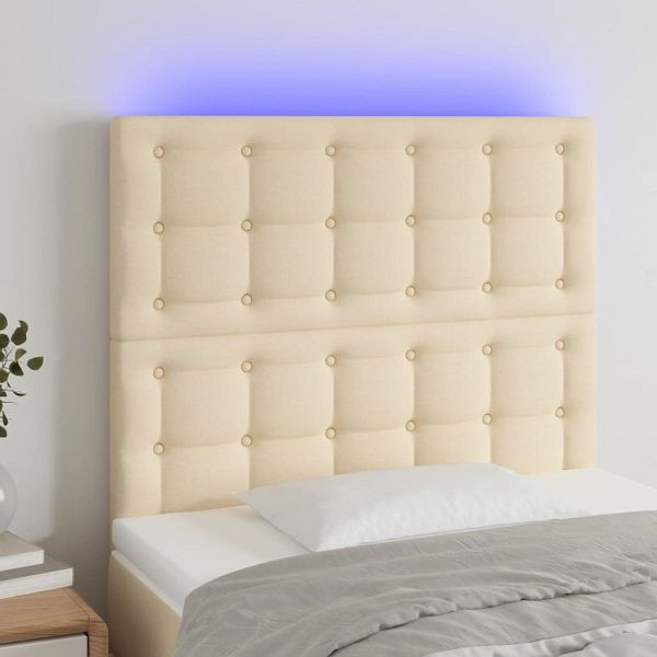 vidaXL LED Kopfteil Creme 80x5x118/128 cm Stoff, 3122837