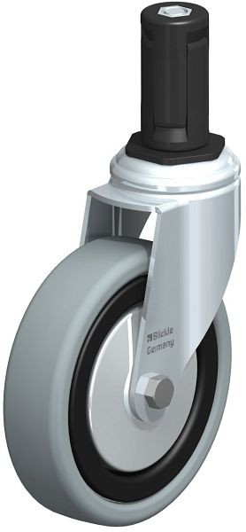 Blickle LKRA-VPA 126G-11-FA-ER14 Apparate-Lenkrolle mit Expander, Vollgummi, Grau, 848367