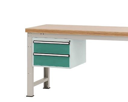 Manuflex Gehäuse-Unterbau PROFI, Nutzhöhe 300 mm mit 2 Schubfächern, für Werkbanktiefe 700 mm, Graugrün, ZB4531.0001