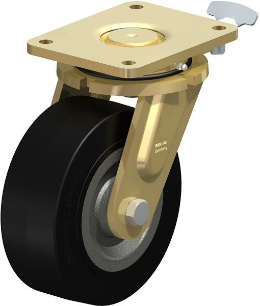 Blickle LS-SE 202K-RI4 Stahlgeschweißte Schwerlast-Lenkrolle, schwere Drehkranz-Ausführung, Elastik-Vollgummi, Schwarz, 657411