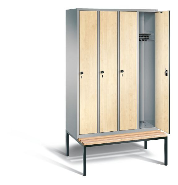 C+P Garderobenschrank Evolo, H2090xB1190xT815mm, Farbe: Weißaluminium / Dekor Donau-Ahorn, 48050-40 S10789