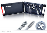Produktbild von BAER Set HSSE: Maschinengewindebohrer Durchgangs- & Sackloch / Schneideisen: M 3 - 12, BB1E BAER Set HSSE: Maschinengewindebohrer Durchgangs- & Sackloch / Schneideisen: M 3 - 12, BB1E