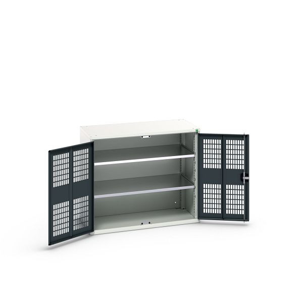 bott verso Flügeltürschrank mit Belüftung, mit 2 Fachböden, BxTxH: 1050 x 550 x 900 mm, Lichtgrau / Anthrazitgrau, 16926761.19