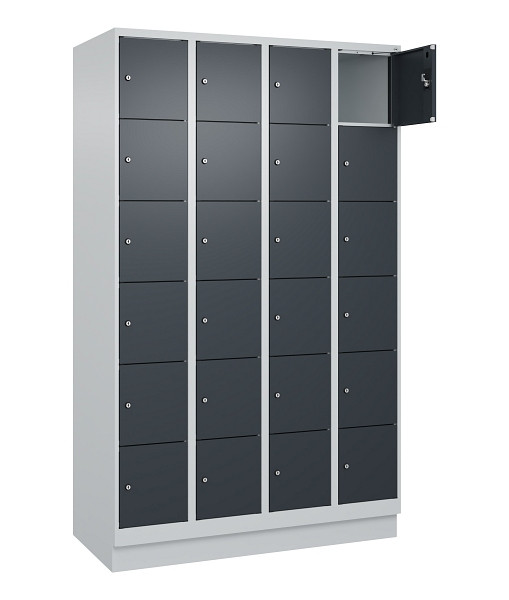 C+P Schließfachschrank Evolo PLUS, mit Sockel, 24 Fächer, 1950x1200x500mm, 7035/7016 Anthrazitgrau, 049020-406 S10012