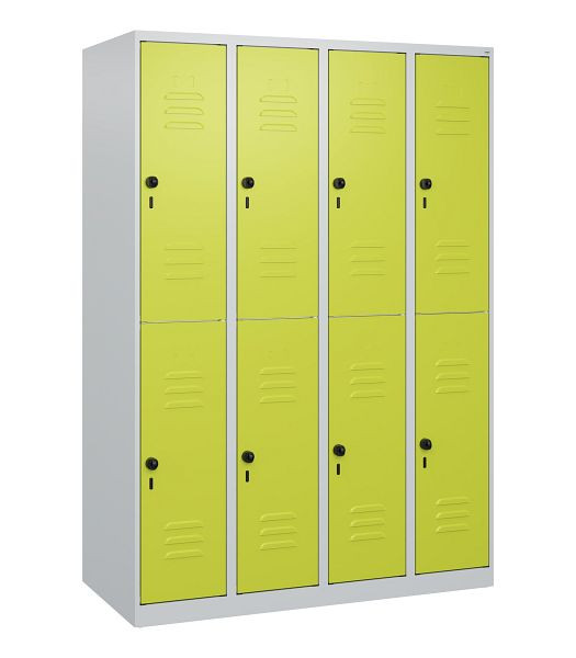 C+P Doppelstöckiger Spind Classic PLUS, 4 Abteile, 1700x1200x500mm, 7035/0024, Drehriegel, 0803007-40 S10009