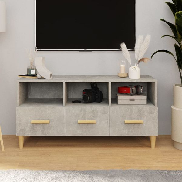 vidaXL TV-Schrank Betongrau 102x36x50 cm Holzwerkstoff, 812604