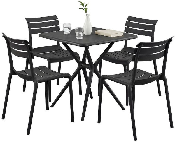 CLP Gartenmöbel-Set Vela mit 4 Stühlen, schwarz, 328038
