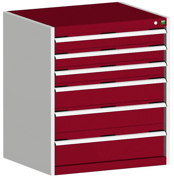 bott cubio Schubladenschrank bestückt mit 6 Schwerlastschubladen BxTxH: 800 x 650 x 900 mm, RAL 7035/3004, 40020147.24V