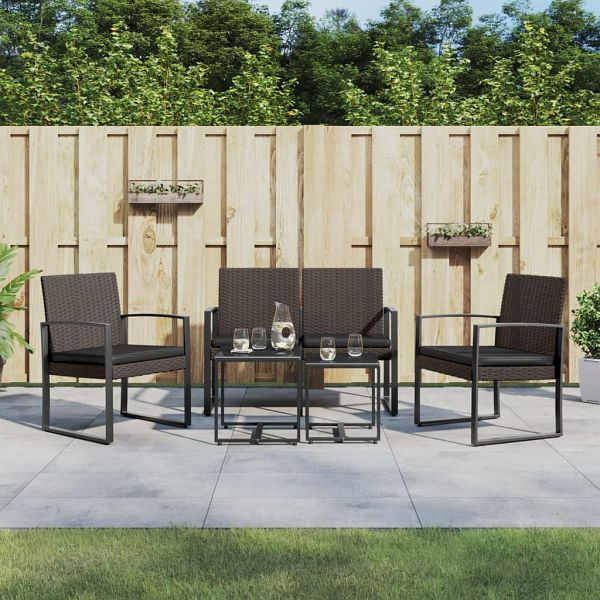 vidaXL 5-teilig Garten-Essgruppe mit Kissen Braun PP-Rattan, 360216