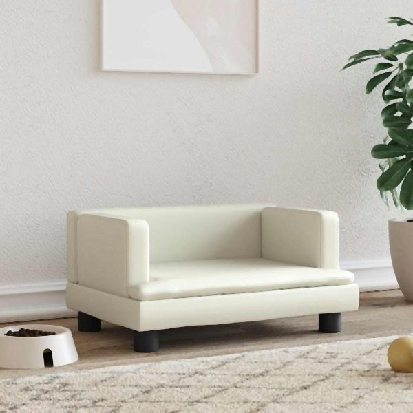 vidaXL Hundebett Creme 60x40x30 cm Abmessung Kunstleder, 171914