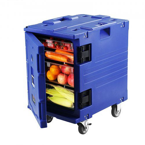 VEVOR Isolierter Lebensmittelbehälter-Träger, Frontlader, Catering-Box mit Rädern, 82 Qt, Blau, SPBWXL90-C90L781AV0
