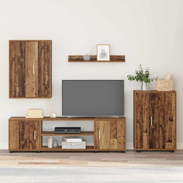 vidaXL 4-teilige TV-Schrank Set 4-teilig Altholz Holzwerkstoff, 3397902