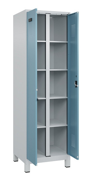 C+P Wäsche-Spind Evolo PLUS, mit Füßen, 2 Abteile, 1950x600x500mm, 7035/0010, Verschluss Zylinderschloss, 049012-20B S10036