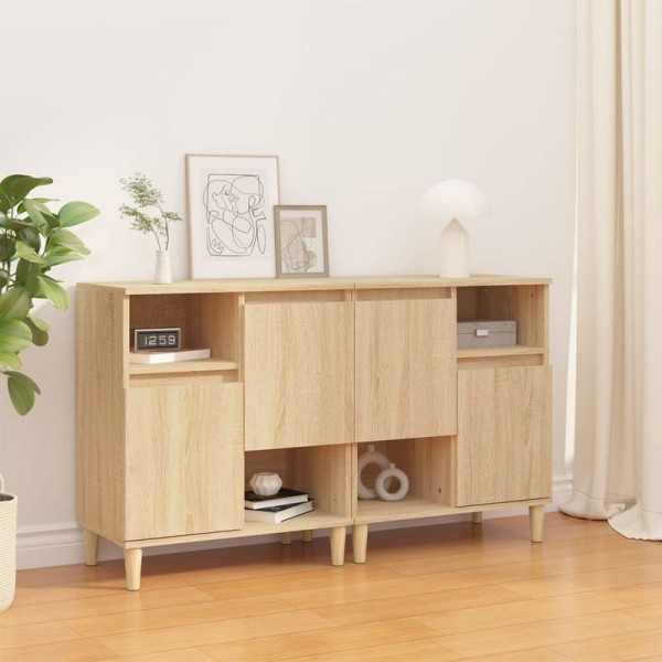 vidaXL Sideboards, VE: 2 Stück, Sonoma-Eiche 60x35x70 cm Holzwerkstoff, 3185722