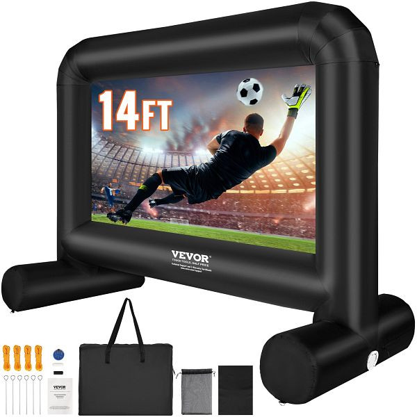 VEVOR Aufblasbare Projektion Beamer Leinwand aus PVC 215,9 cm 1080P, 4K, 3D, HDR Outdoor Indoor Tragbare 16:9, TYPM20CQSCQSN09WYV2