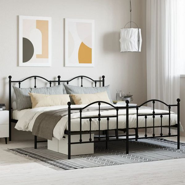vidaXL Bettgestell mit Kopf- und Fußteil Metall Schwarz 180x200 cm, 353461