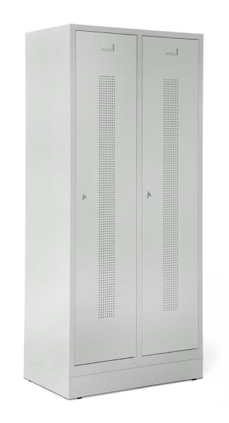 Deskin Garderobenspind SYSTEM SP1 mit Sockel, Korpus und Türen Lichtgrau RAL 7035, H 1800 x B 800 x T 500 mm, Drehriegelverschluss, 330701