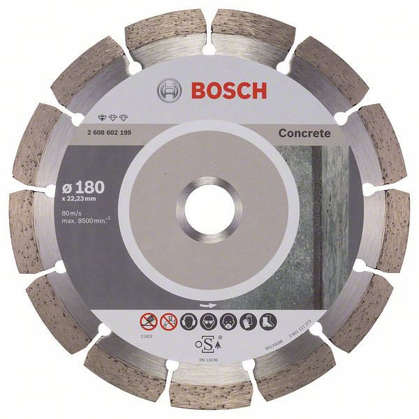 Bosch Diamanttrennscheibe Standard for Concrete, 180 x 22,23 x 2 x 10 mm, 2608602199