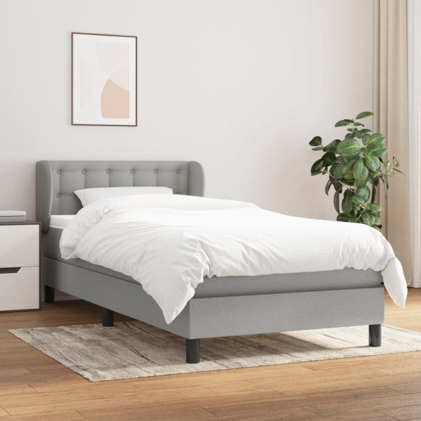 vidaXL Boxspringbett mit Matratze Hellgrau 80x200 cm Stoff, 3126517