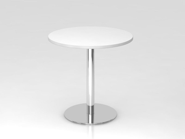 Hammerbacher Besprechungstisch 80cm rund Weiß/Chrom, Gestell verchromt, VSTF08/W/C