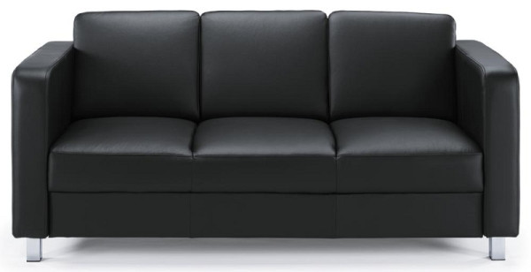 Deskin Sofa 3-Sitzer AREZZO, Füße verchromt, Echtleder, Farbe schwarz, 281455