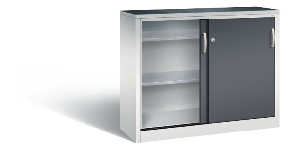 C+P Schiebetürenschrank Acurado, H1000xB1200xT400mm, Farbe: Lichtgrau / Schwarzgrau, Bügelgriff, 2046-09 S10088