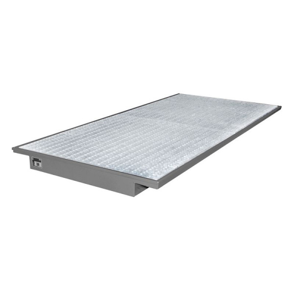 STEIN HGS Einhängewanne EHW, 3mm Stahlblech, verzinktes Gitterrost, 233 Liter, RAL 7005 mausgrau, Gesamthöhe 130 mm, lackiert, 79201.0017