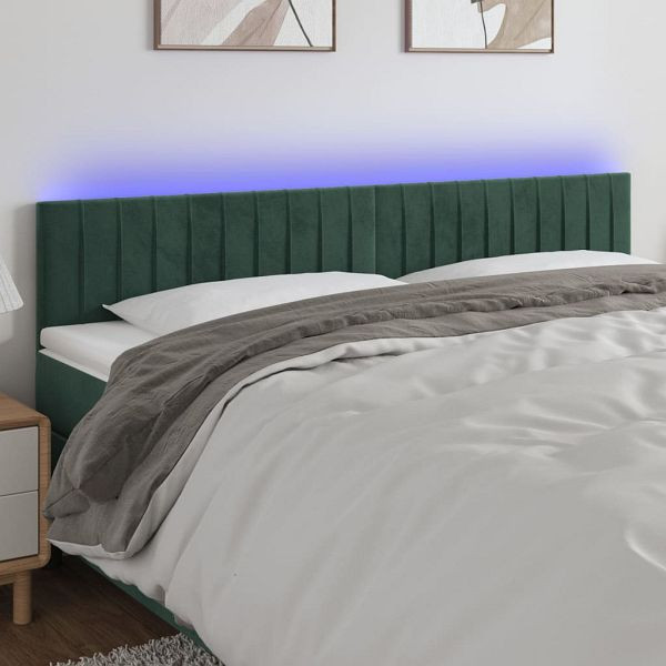 vidaXL LED Kopfteil Dunkelgrün 200x5x78/88 cm Samt, 3121919