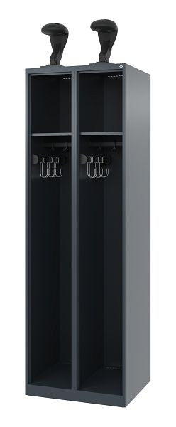 C+P Feuerwehrspind Evolo, Modell EXPERT, 2 Abteile, H1850B600T500 mm, Anthrazit, Helmhalter, 0491015-20 S10004