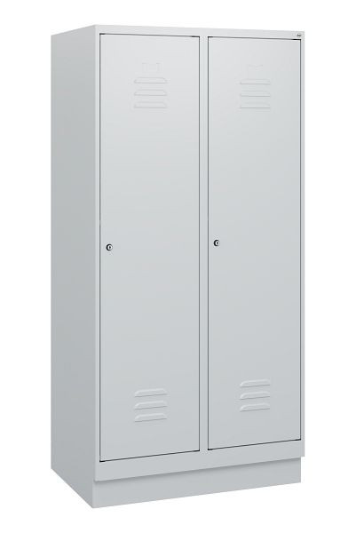 C+P Umkleidespind Classic PLUS, Sockel, 2 Abteile, 1630x800x500mm, 7035/7035, Zylinderschlösser, 0800205-22 S10024