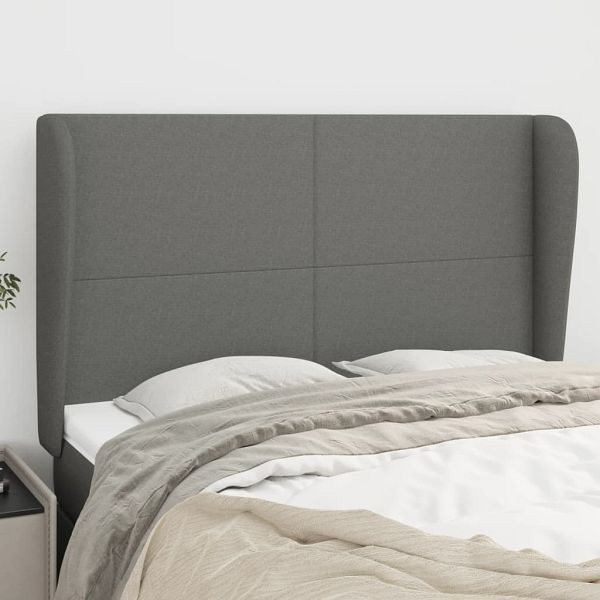 vidaXL Kopfteil mit Ohren Dunkelgrau 147x23x118/128 cm Stoff, 3117675