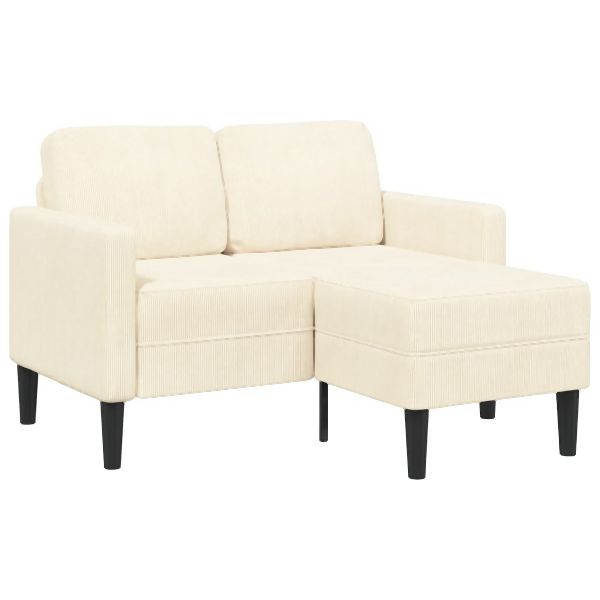 vidaXL 2-Sitzer-Sofa mit Chaiselongue L-Form Creme 125 cm Leinen, 4107078
